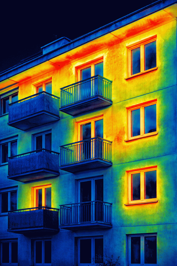 Thermal image facade Tbilisi, Georgia